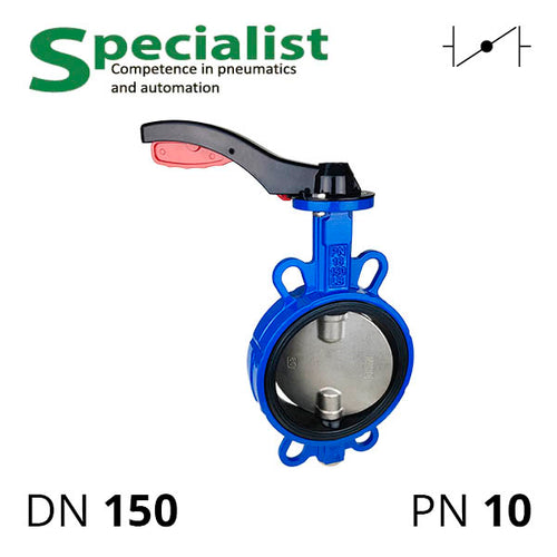 Дискова поворотна засувка ДУ 150 нержавіюча міжфланцева розбірна з рукояткою серії SCBF-D674