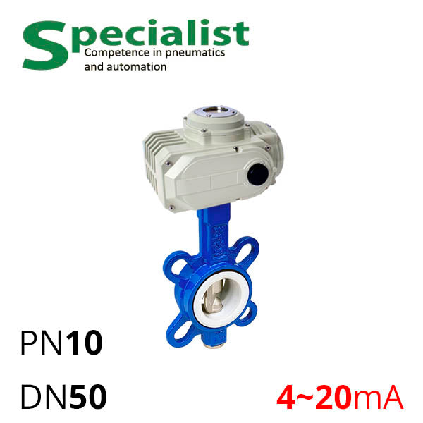 Дискова поворотна засувка ДУ 50 нержавіюча з електроприводом регулюючим SCBF-D674