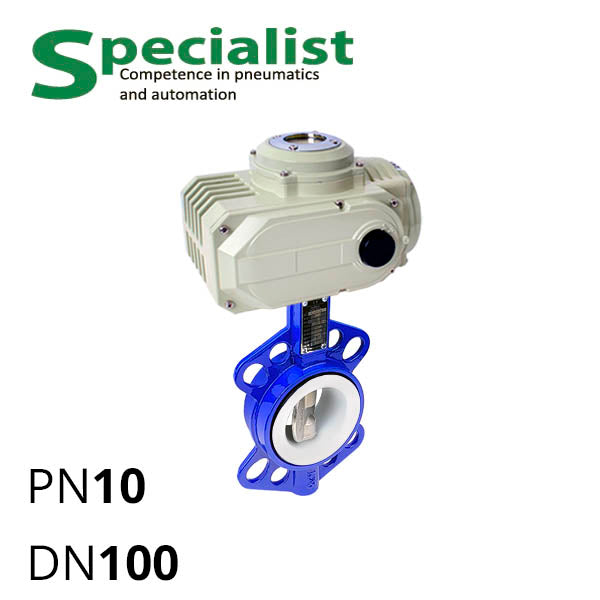 Дисковий поворотний затвор ДУ 100 нержавіючий з електроприводом SCBF-D674