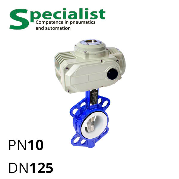 Дисковий поворотний затвор ДУ 125 нержавіючий з електроприводом SCBF-D674