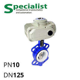 Дисковий поворотний затвор ДУ 125 нержавіючий з електроприводом SCBF-D674