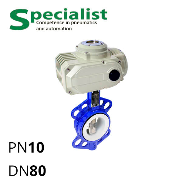 Дисковий поворотний затвор ДУ 80 нержавіючий з електроприводом SCBF-D674