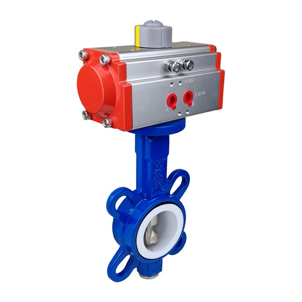 Дисковий поворотний затвор ДУ 65 нержавіючий міжфланцевий з пневмоприводом SCBF-D674