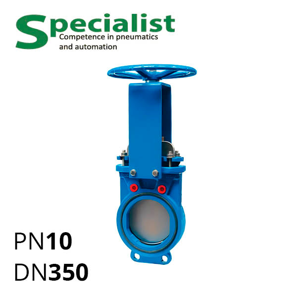 Шиберная задвижка ножевая ДУ 350 чугунная SCBF-PZ673X-10JC-350 с маховиком