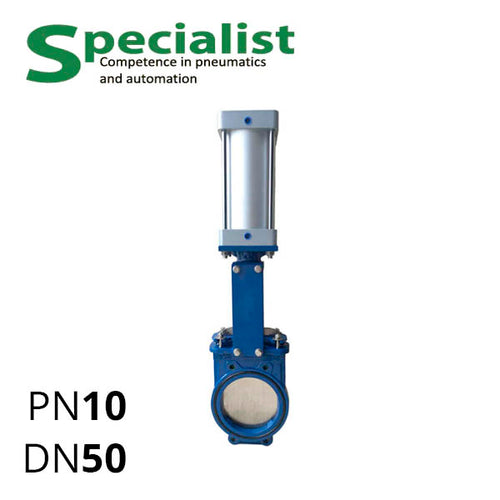 Шиберна засувка ножова ДУ 50 чавунна з пневмоприводом SCBF-PZ673X-10JC-50-P