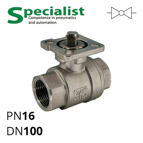 Кульовий кран 4″ нержавіючий DN100 PN16 двоходовий двоскладний SCBV-Q610F-16FC-100