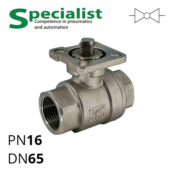 Шаровой кран 2 ½″ нержавеющий DN65 PN16 двухходовой двухсоставной SCBV-Q610F-16FC-65