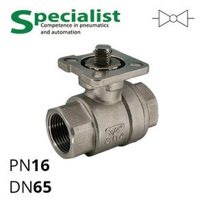 Шаровой кран 2 ½″ нержавеющий DN65 PN16 двухходовой двухсоставной SCBV-Q610F-16FC-65