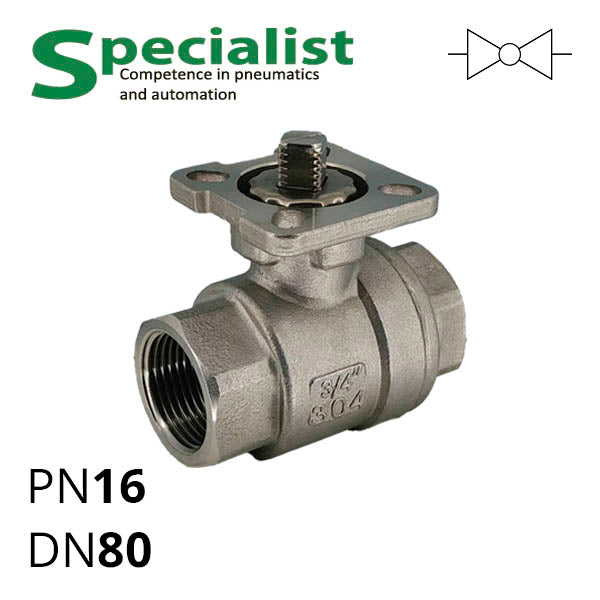 Шаровой кран 3″ нержавеющий DN80 PN16 двухходовой двухсоставной SCBV-Q610F-16FC-80