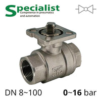 Шаровой кран ½″ нержавеющий DN15 PN16 двухходовой двухсоставной SCBV-Q610F-16FC-15