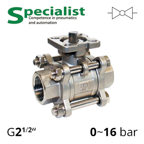 Кульовий кран 2½″ нержавіючий PN16 DN65 з внутрішньою різьбою SCBV-Q611F-16FC-65