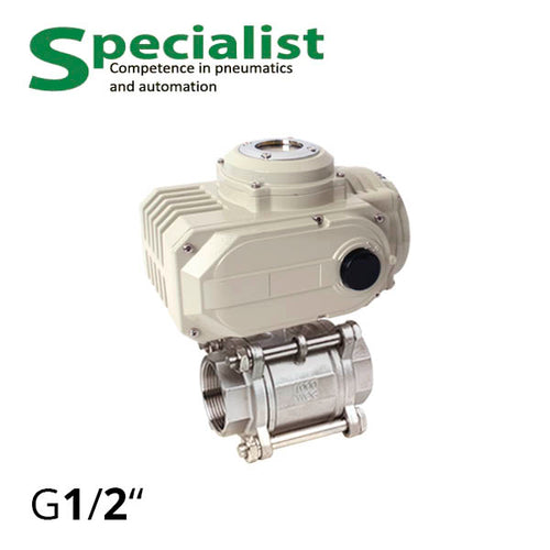 Запірний кульовий кран ½″ нержавіючий PN16 DN15 з електроприводом SCBV-Q611