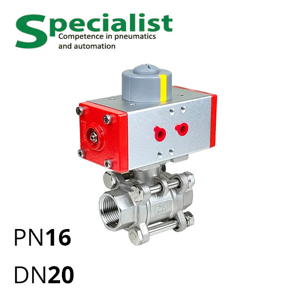 Кульовий кран ¾″ нержавіючий PN16 DN20 з пневмоприводом SCBV-Q611