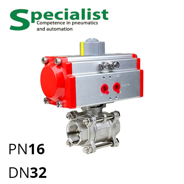 Кульовий кран 1 ¼″ нержавіючий PN16 DN32 з пневмоприводом SCBV-Q611