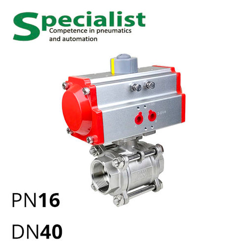 Кульовий кран 1 ½″ нержавіючий PN16 DN40 з пневмоприводом SCBV-Q611