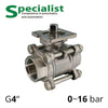 Фото Кульовий кран 4″ нержавіючий PN16 DN100 з внутрішньою різьбою SCBV-Q611F-16FC-100