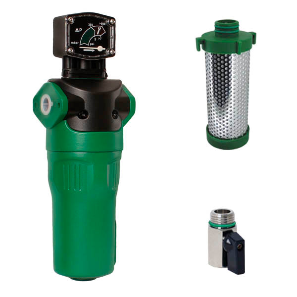 Вугільний фільтр для компресору 1″ або ¾″ на 2,3 м³/хв з індикатором засмічення та без