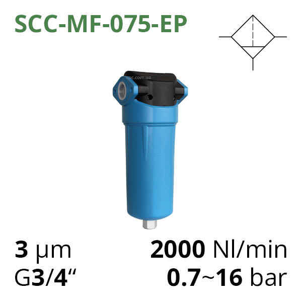 Магістральний фільтр серії SCC-MF для стисненого повітря після компресора