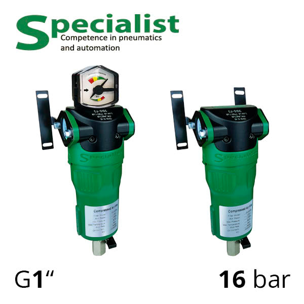 Вугільний фільтр для компресору 1″ або ¾″ на 2,3 м³/хв з індикатором засмічення та без