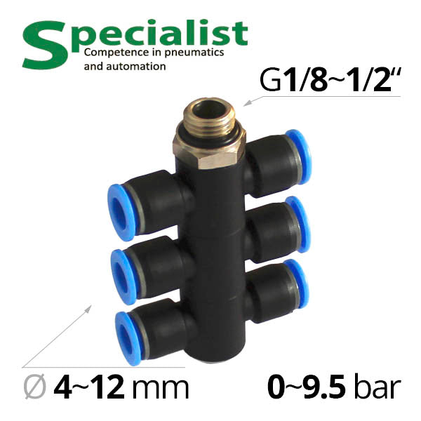 Цанговий розгалужувач SF-EPGT-3 для 6 трубок та з зовнішньою різьбою н