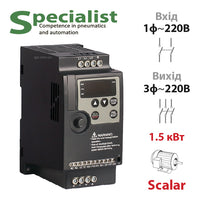 Скалярний перетворювач частоти 1.5 кВт, 1Ф~3Ф/220В (SPLC-NLP1000-1R5G2)