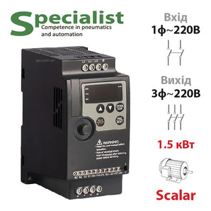 Скалярний перетворювач частоти 1.5 кВт, 1Ф~3Ф/220В (SPLC-NLP1000-1R5G2)