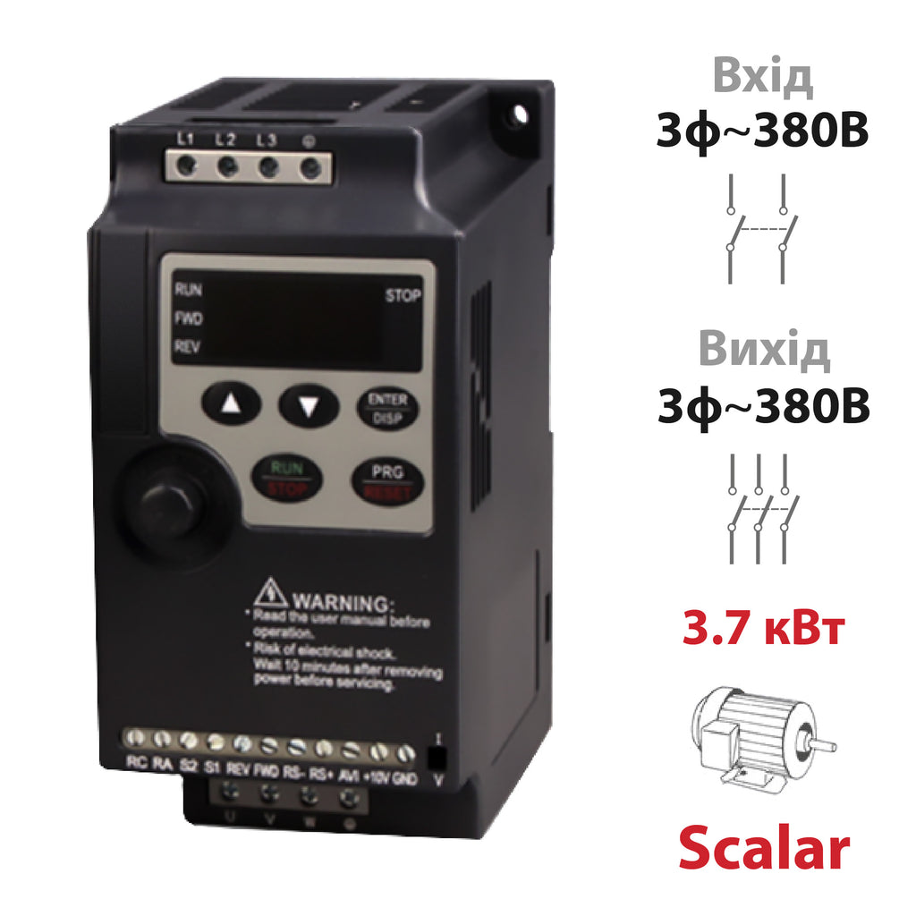 Скалярний перетворювач частоти 3.7 кВт, 3Ф~3Ф/380В (SPLC-NL1000-3R7G-4)