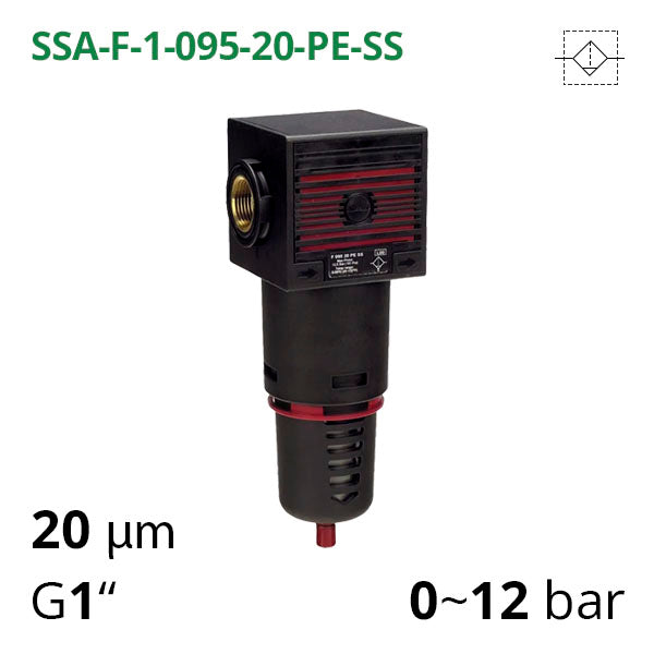 Фільтр стиснутого повітря 0-12 бар, 1", 5-20 мкм (SSA-F-1-095-20-PE-SS)