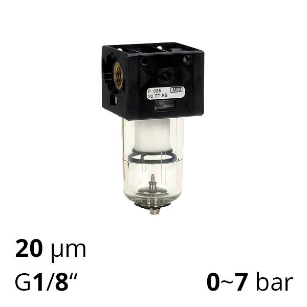 Фільтр стиснутого повітря 5-20 мкм, 80 мкм, 0-7 бар, 1/8" (SSA-F-1/8-035)