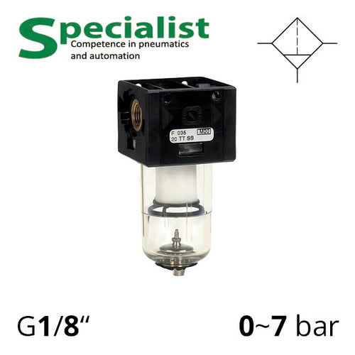 Фильтр сжатого воздуха 5-20 мкм, 80 мкм, 0-7 бар, 1/8" (SSA-F-1/8-035) 