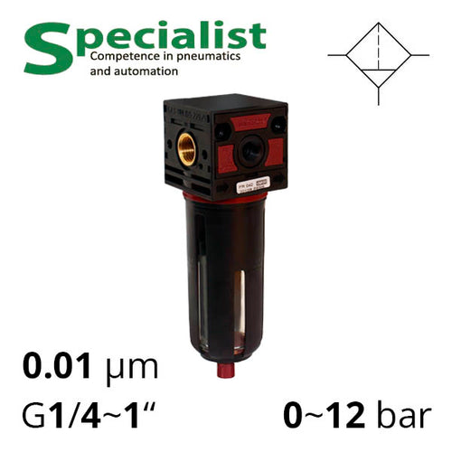 Микрофильтр сжатого воздуха 0,01 мкм, до 12 бар, 1/4"-1" (SSA-MF-001)