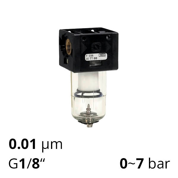 Мікрофільтр стисненого повітря 0,01 мкм, до 12 бар, 1/8" (SSA-MF-1/8-035-0,01-TT)