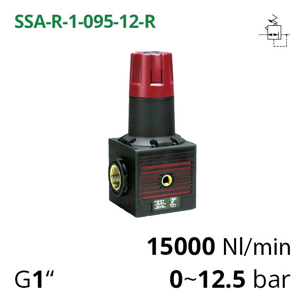 SSA-R-1-095-12-R - Мінірегулятор тиску повітря механічний G1&quot;, 0~12 бар, 15000 л/хв AIRCOMP