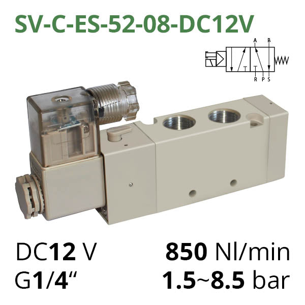 Пневморозподільники 5/2 з одностороннім електропневматичним керуванням серії SV-C(D, E, EL)-ES-52