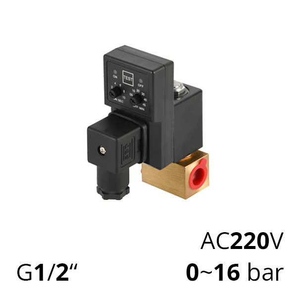 Электромагнитный клапан с таймером ДУ 1,9~4,5 мм резьба G1/4~1/2"  SV-FD-ES-22NC-AC220V-A