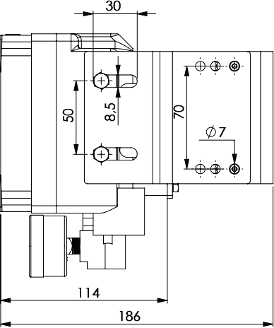 SCBF-REP-1000RD: креслення, вид збоку
