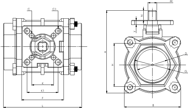 Креслення крану з нержавіючої сталі SCBV-Q611