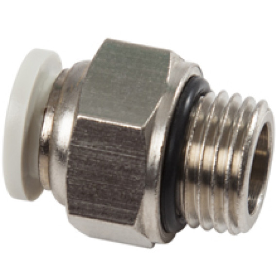 The SF-EPC series plastic collet fitting is a straight fitting with an external thread