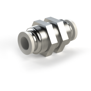 Collet fitting of the SF-EPM series with mounting nuts and a plastic collet
