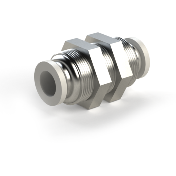 Collet fitting of the SF-EPM series with mounting nuts and a plastic collet