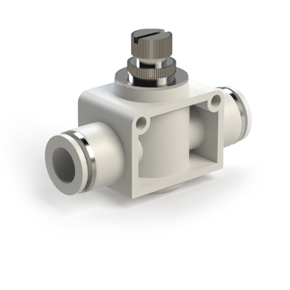 Plastic pneumatic chokes with a non-return valve of the SF-ESA series