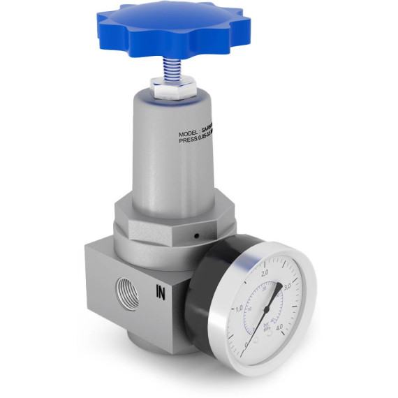 Air pressure regulator with pressure gauge 1/2″~1″, 35 bar, up to 7600 l/min (SA-RH series)