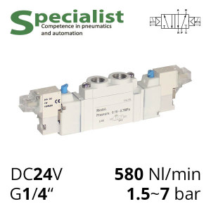 Pneumatic distributor 5/2 with electromagnetic control analog SMC SY7220