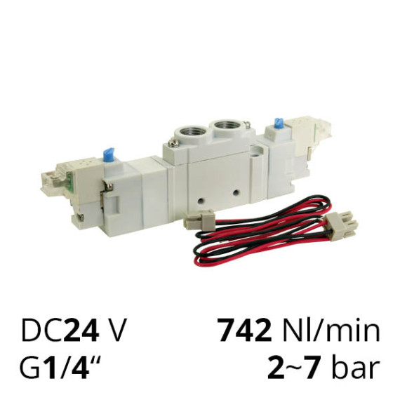Pneumatic distributor 5/3 with electromagnetic control analog SMC SY7320
