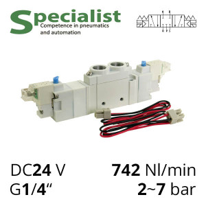 Pneumatic distributor 5/3 with electromagnetic control analog SMC SY7320