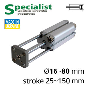 Double-action SC-ADR pneumatic cylinder with counter-rotating platform