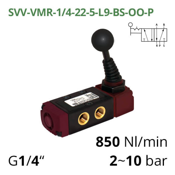 Pneumatic distributors 5/2 Aircomp with mechanical element L9