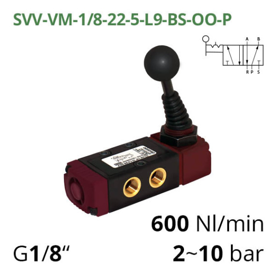 Pneumatic distributors 5/2 Aircomp with mechanical element L9