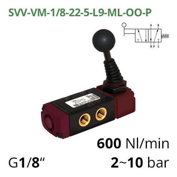 Pneumatic distributors 5/2 Aircomp with mechanical element L9