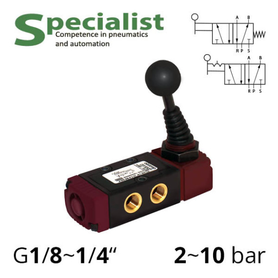 Pneumatic distributors 5/2 Aircomp with mechanical element L9